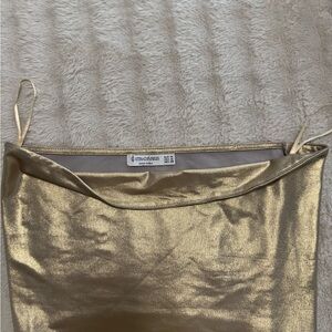 Stradivarius Gold Strapless Top with Satin Shine
